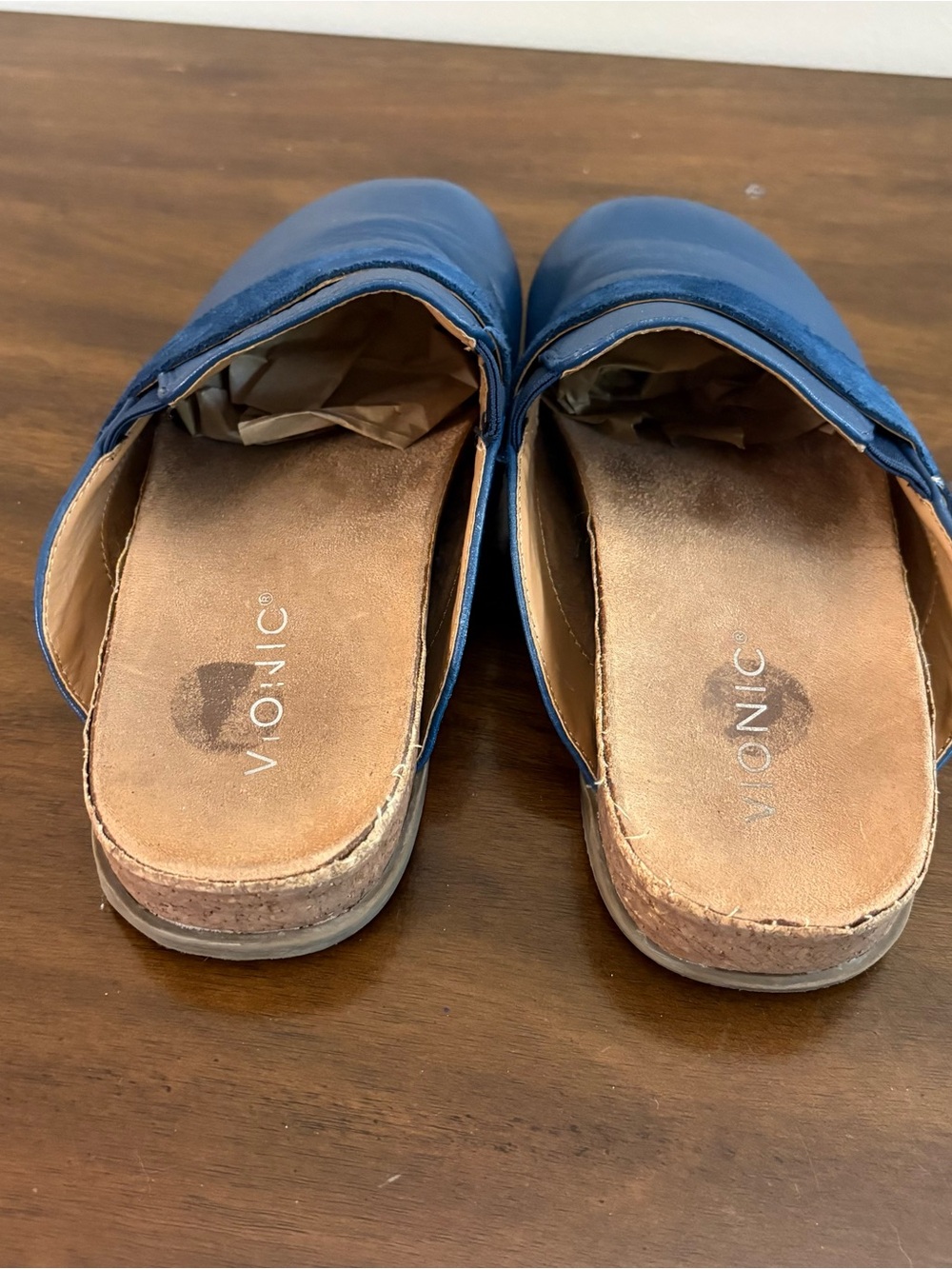 Vionic Ambrosia Blue Leather Slip On Mules Clogs Shoes Womens Size 8.5 Casual - Picture 4 of 8